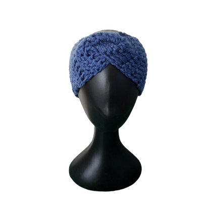 Crochet Headband - Blue Front View