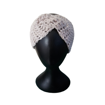 Crochet Headband - White Front View