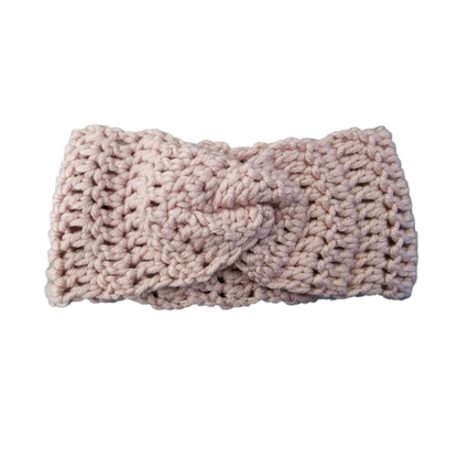 Crochet Headband- Pink Flat VIew