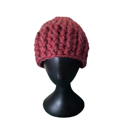 Crochet Beanie - Red front view