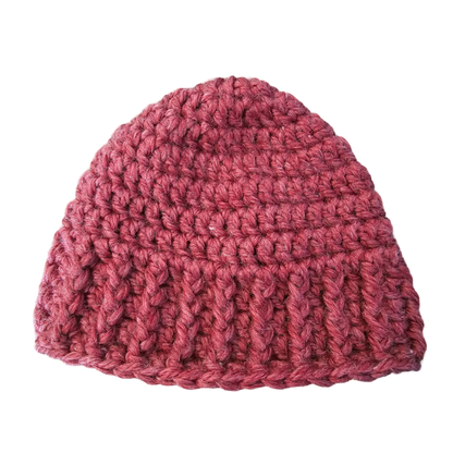 Crochet Beanie - Red Flat View