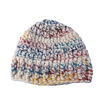 Crochet Beanie - Colourful Flat View