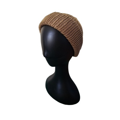 Knitted Beanie - Beige Side View