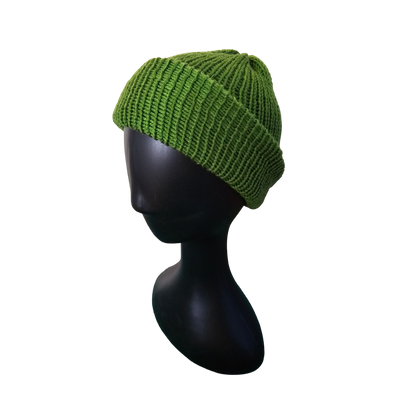 Knitted Beanie - Olive Side View