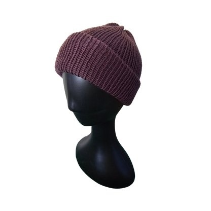 Knitted Beanie - Grape Side View