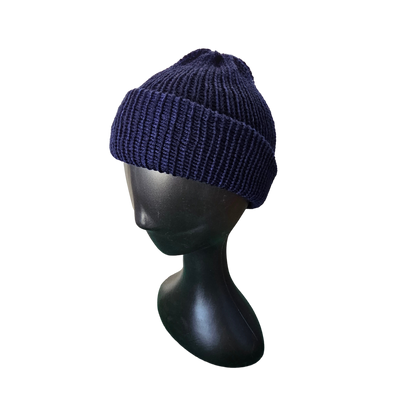 Knitted Beanie - Navy Side View