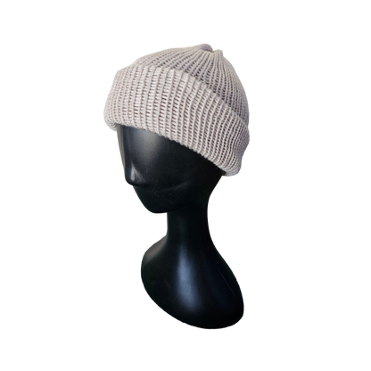 Knitted Beanie - White Side View