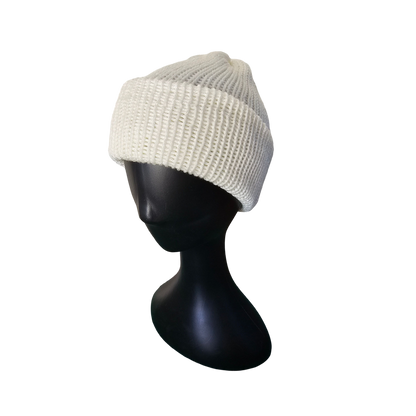 Knitted Beanie - Ivory Side View