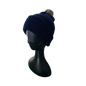 Knitted beanie with Pom Pom - Navy Front View