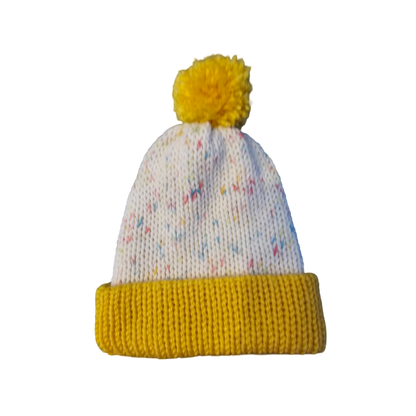 Sprinkle Yarn Beanie - Yellow Flat View