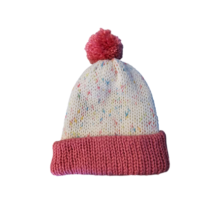 Sprinkle Knitted Beanie - Pink Flatt View