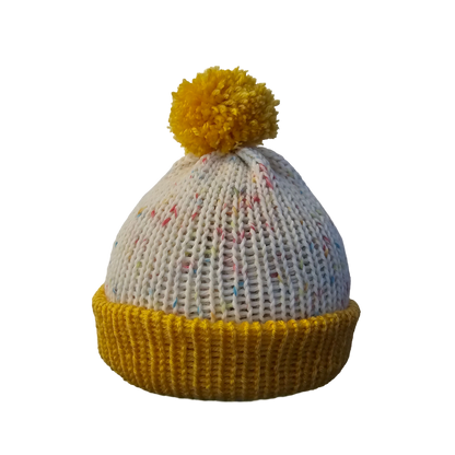 Sprinkle Yarn Beanie - Yellow Front View