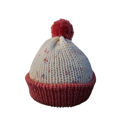 Sprinkle Knitted Beanie - Pink Front View