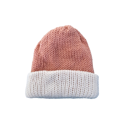 Knitted Beanie - Peach Two Tone Flat View