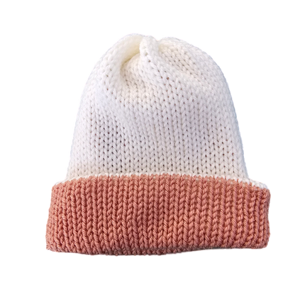 Knitted Beanie - Cream Two Tone Flat View