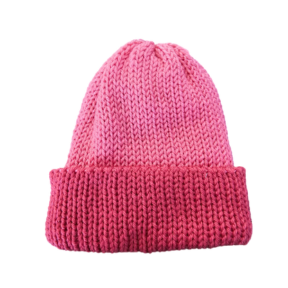 Knitted Beanie - Pink Two Tone Flat View