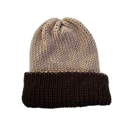 Knitted Beanie - Two Tone Beige flat View