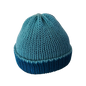 Knitted Beanie - Teal Two Tone Front View