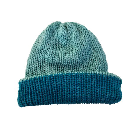 Knitted Beanie - Teal Two Tone Flat View