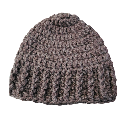 Crochet Beanie - Brown Flat View