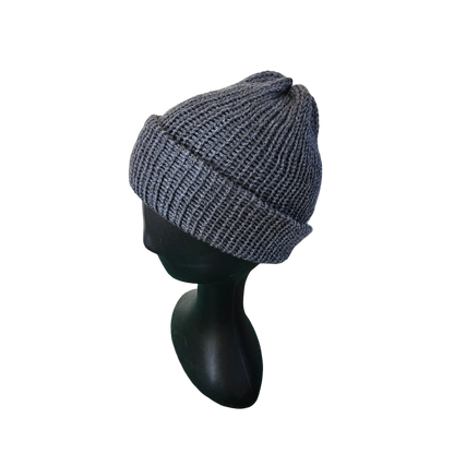 Knitted Beanie - Charcoal Side View