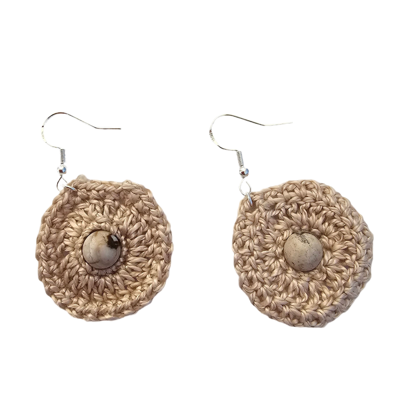 Jasper Beige Bead Crochet Earring