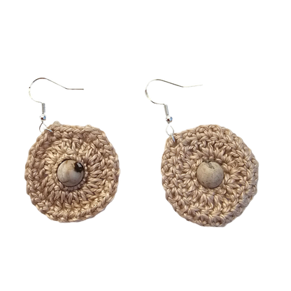 Jasper Beige Bead Crochet Earring