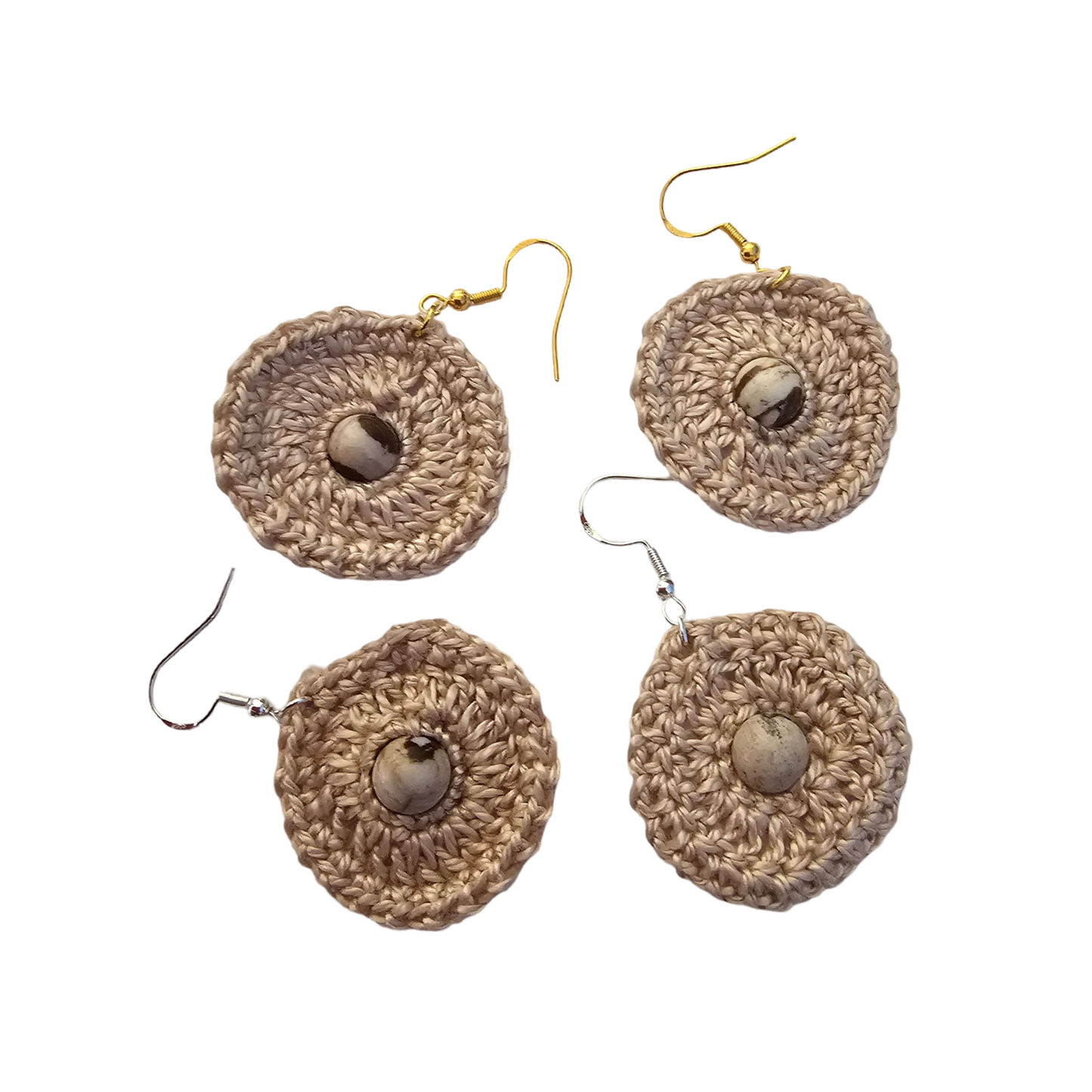 Jasper Beige Bead Crochet Earring