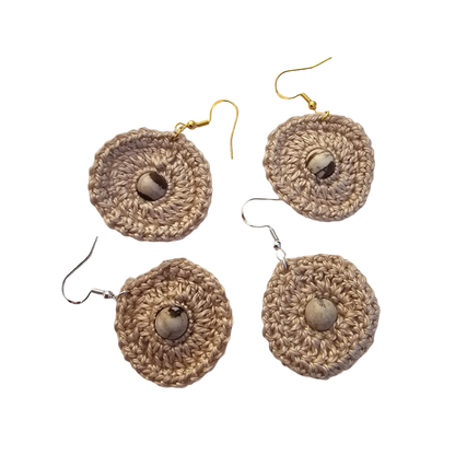 Jasper Beige Bead Crochet Earring