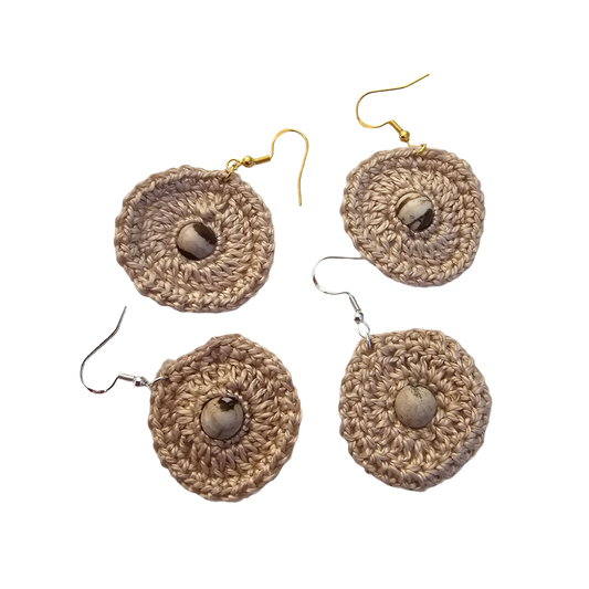 Jasper Beige Bead Crochet Earring