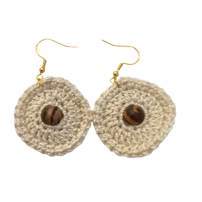 Jasper cream Bead Crochet Earring