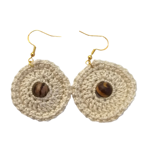 Jasper cream Bead Crochet Earring