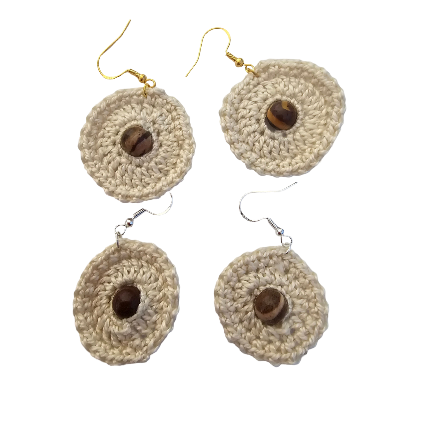 Jasper cream Bead Crochet Earring