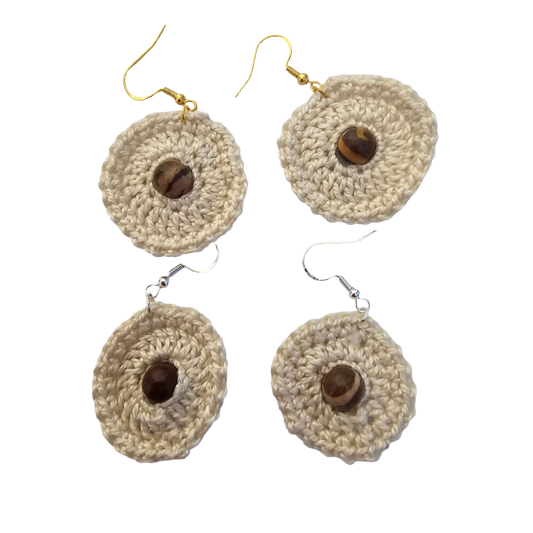 Jasper cream Bead Crochet Earring