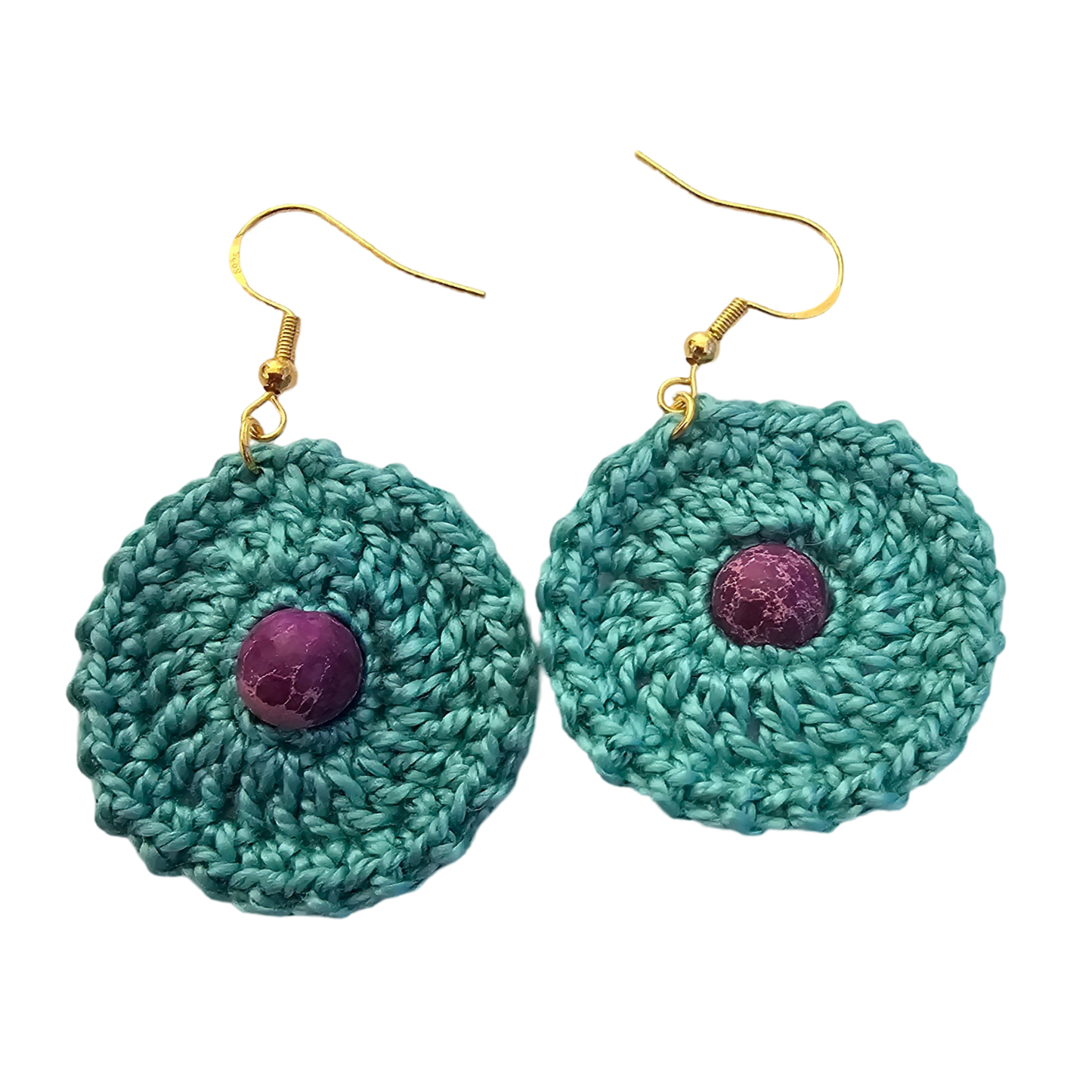 Imperial Aqua Bead Crochet Earring