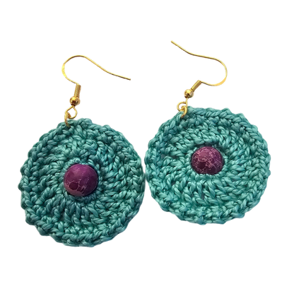 Imperial Aqua Bead Crochet Earring