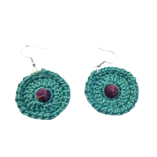 Imperial Aqua Bead Crochet Earring