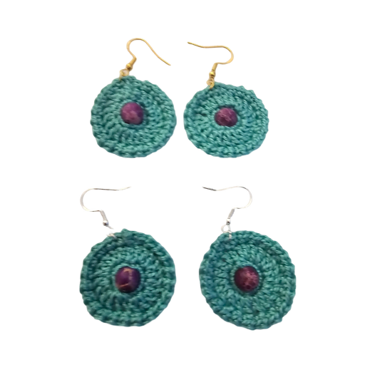 Imperial Aqua Bead Crochet Earring