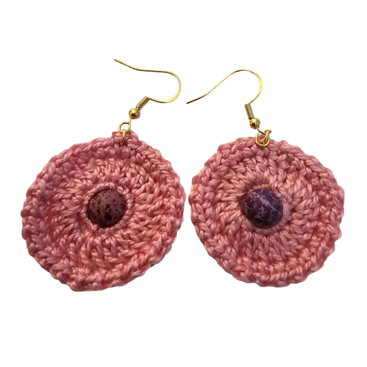 Imperial Pink Bead Crochet Earring