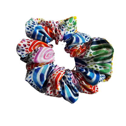 Scrunchie - Rainbow Pattern Front View