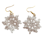 Christmas Crochet Earrings - Gold Snowflakes