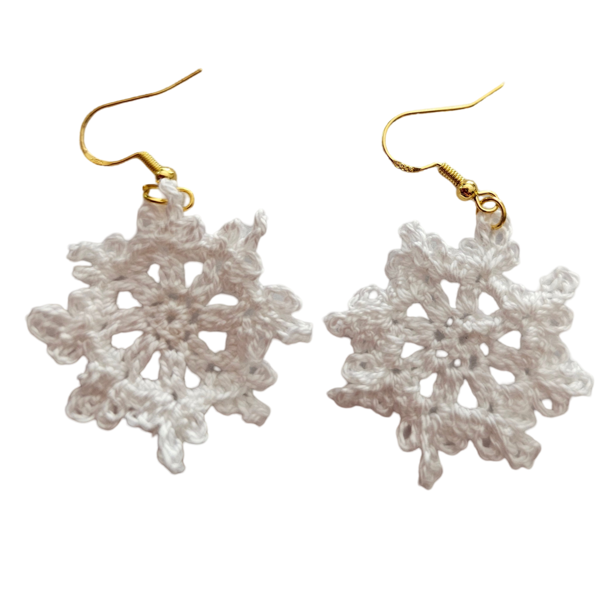 Christmas Crochet Earrings - Gold Snowflakes