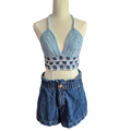 Crochet Top - Blue Tones Front View