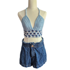 Crochet Top - Blue Tones Front View
