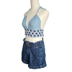 Crochet Top - Blue Tones Side View