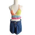 Ladies Crochet Top - Small Colourful Front View