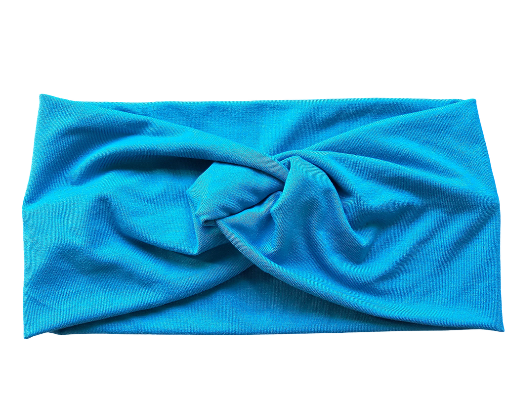 Flat View of Knotted Aqua blue headband knotted style