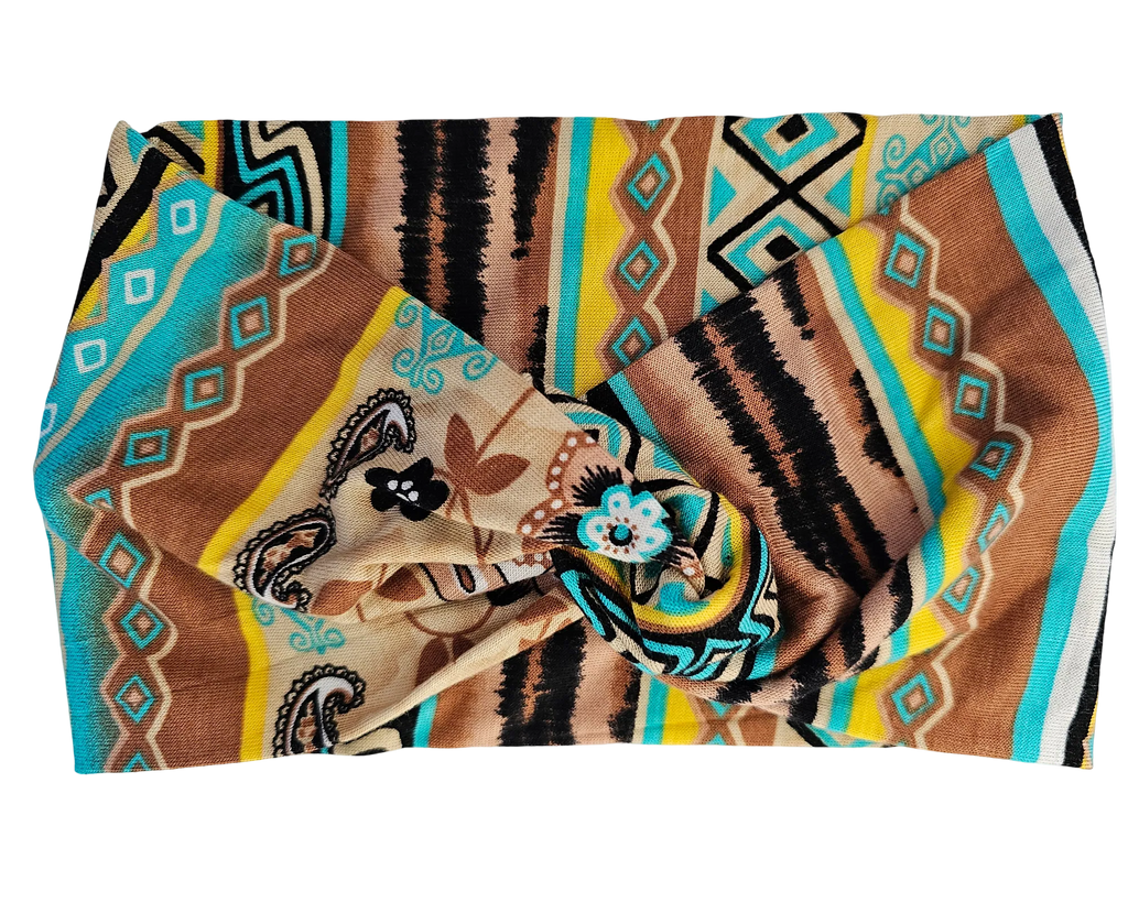 Flat view of ladies knotted headband accessory