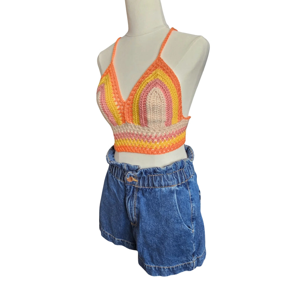 Ladies Crochet Top - Side view on model