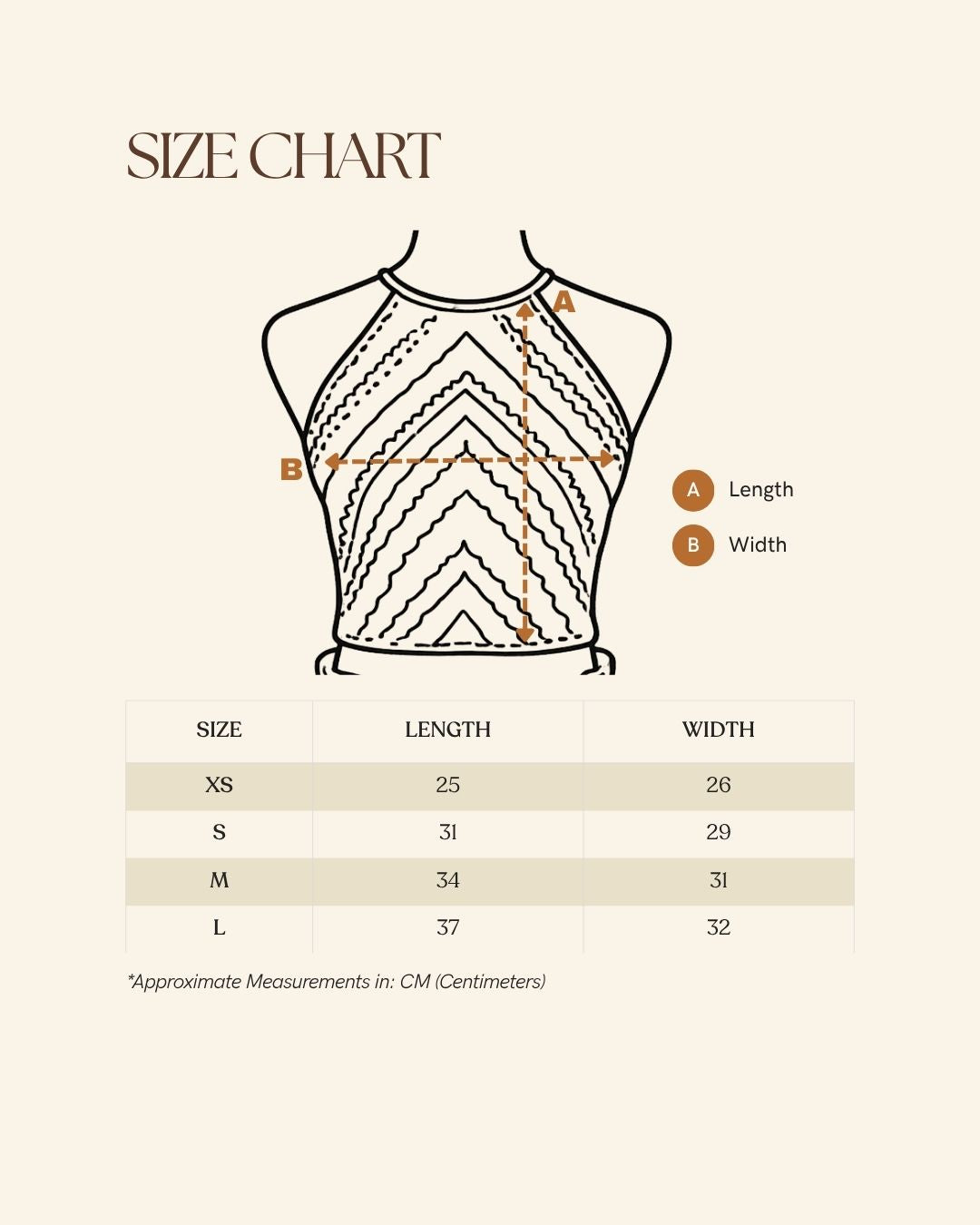Crochet Top Size Chart